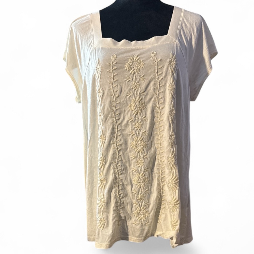 Garnet Hill Havana Embroidered Blouse - Size L
